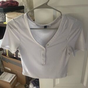 H&M Divided White Button Crop Top - Size S